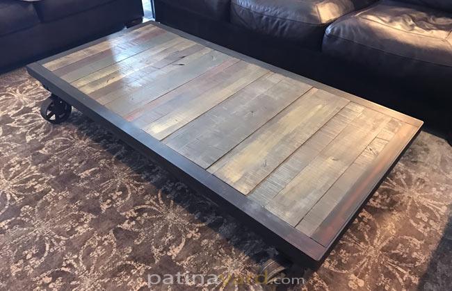 cart coffee table with large casters