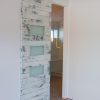 weathered white barn doors with satin glass