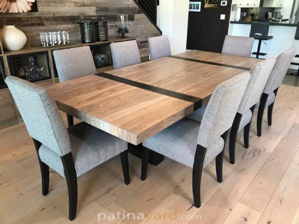 rectangle wood table and metal base contemporary modern custom wood dining table
