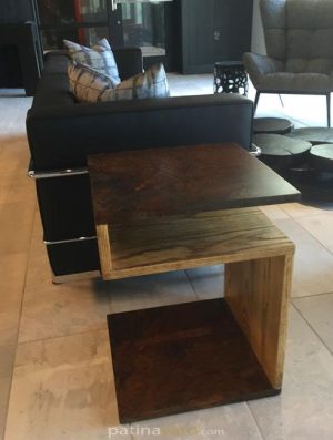custom end table wood and metal