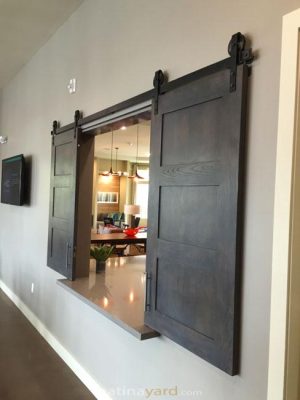 Kitchen pass through barn doors double kitchen pass through barn door shaker style