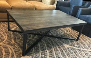 custom x metal base and wood coffee table