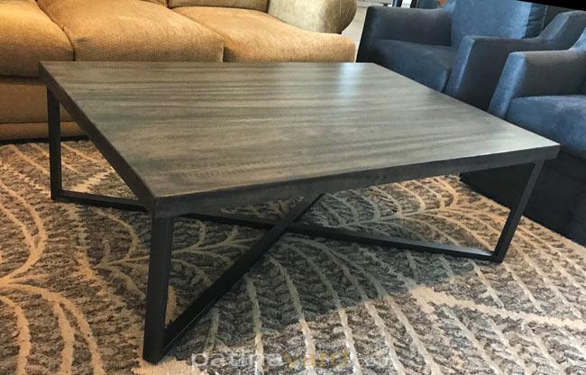 custom x metal base and wood coffee table