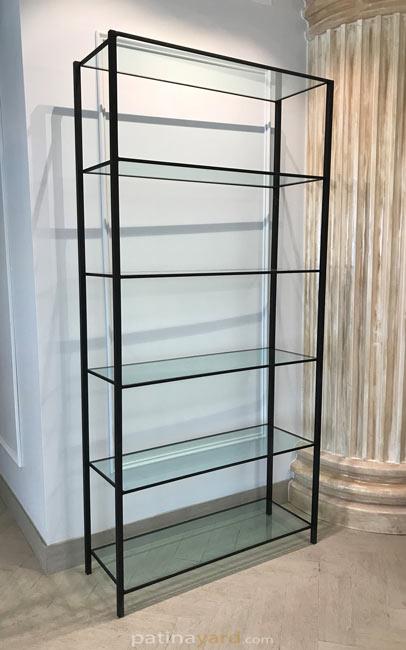 iron and glass shelves