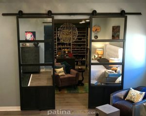 steel and mirror barn double doors