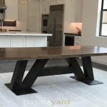 Walnut and Patina Steel Table