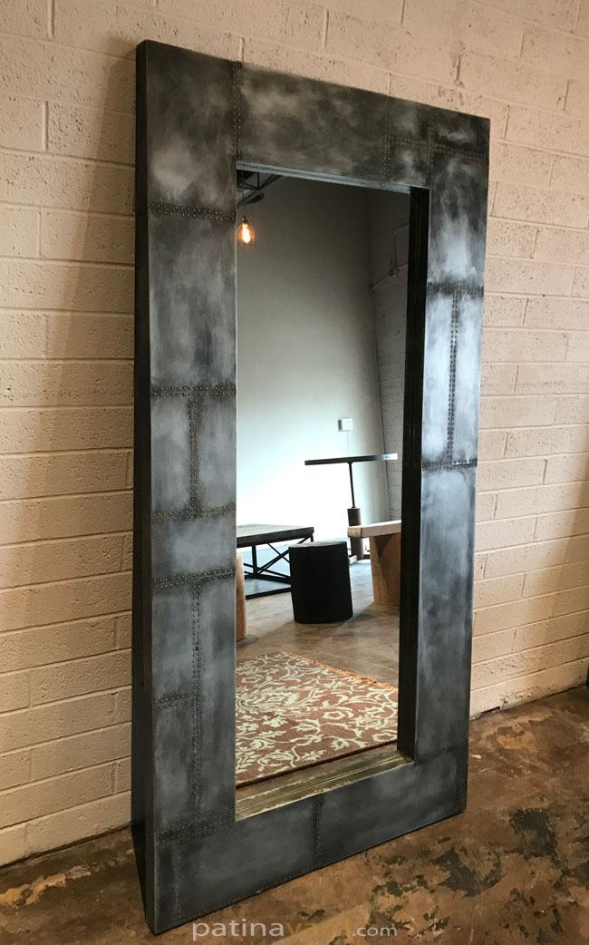 zinc and rivet wall mirror