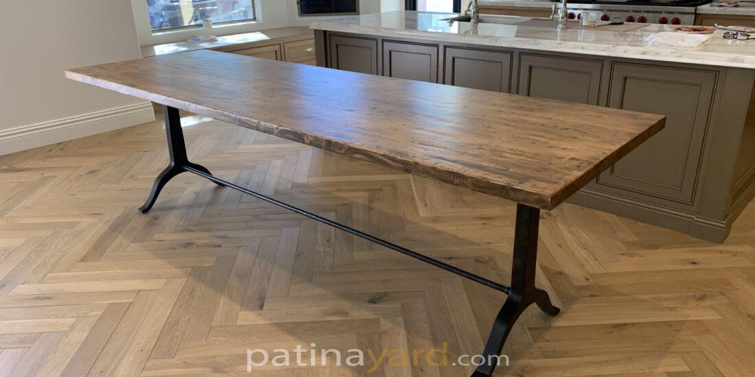 Maple table top and cast iron metal legs