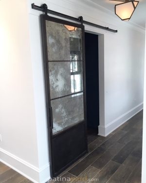 Antique Mirror and Metal Barn Door