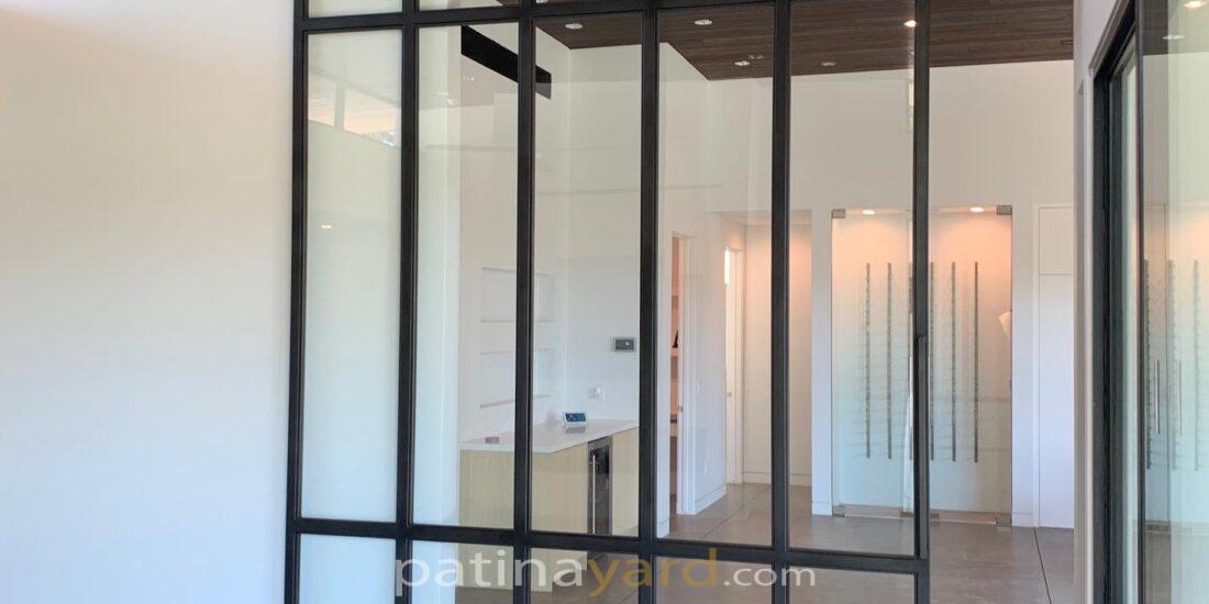 metal and glass room divider sliding wall door