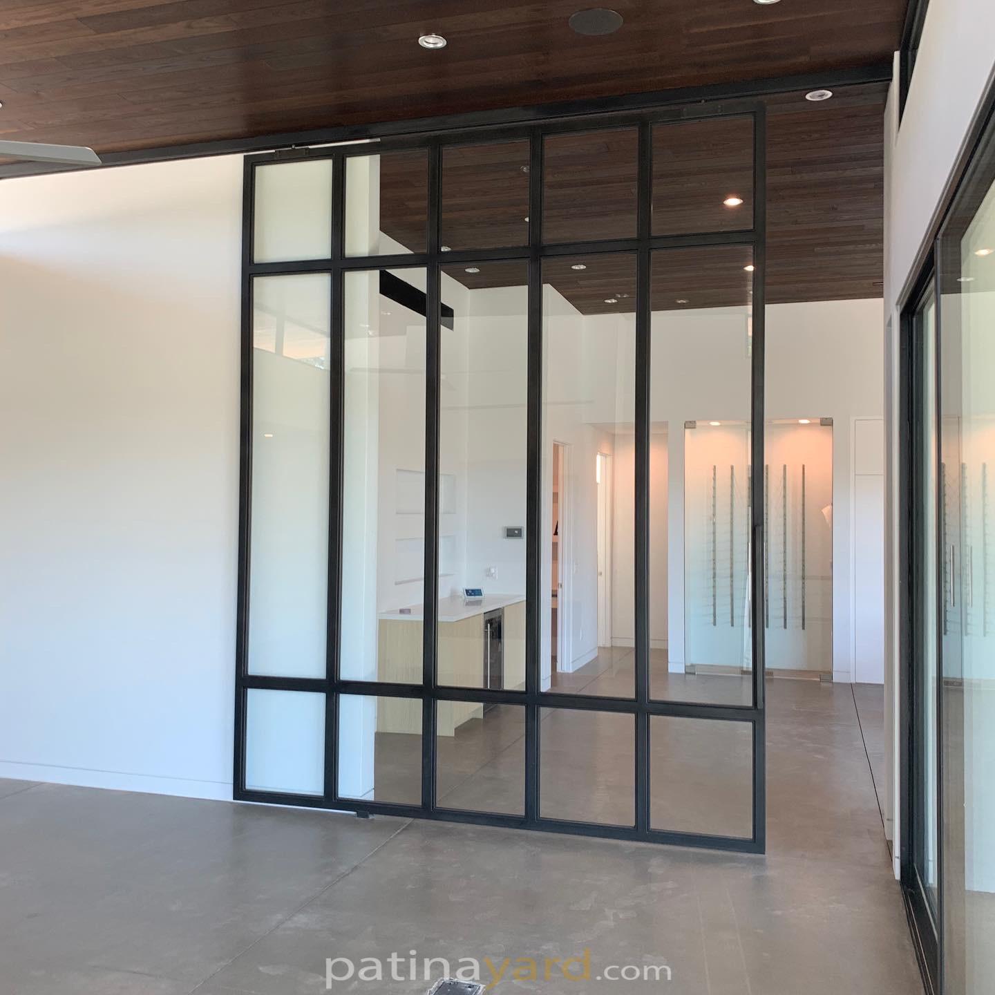 metal and glass room divider sliding wall door