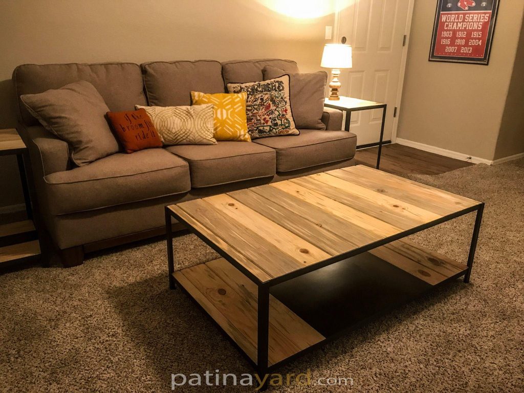 wood and metal coffee table