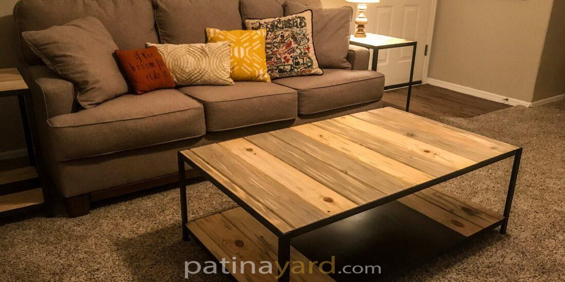 wood and metal coffee table