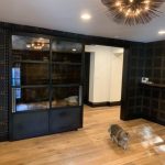 Metal and Antique Mirror Door with Double Brass Handles