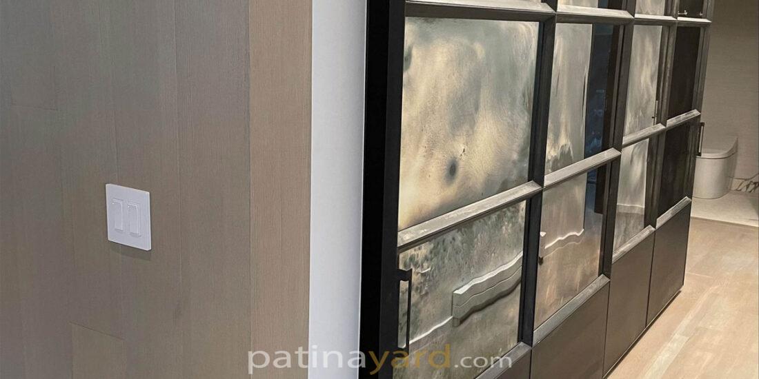 warehouse style antique mirror bi pass doors