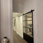 3 Panel Glass and Metal Barn Door