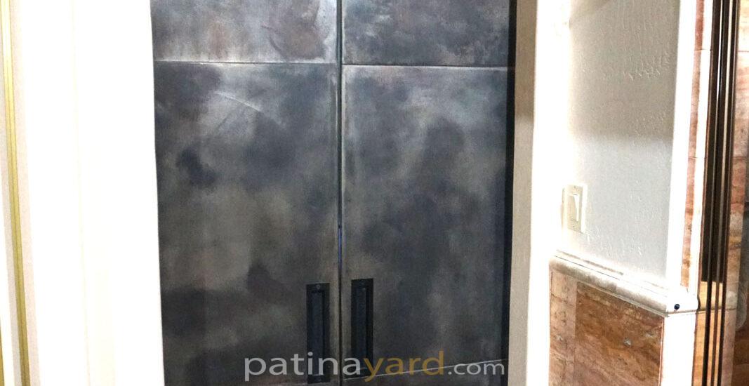 weathered steel doors