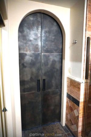 weathered steel doors