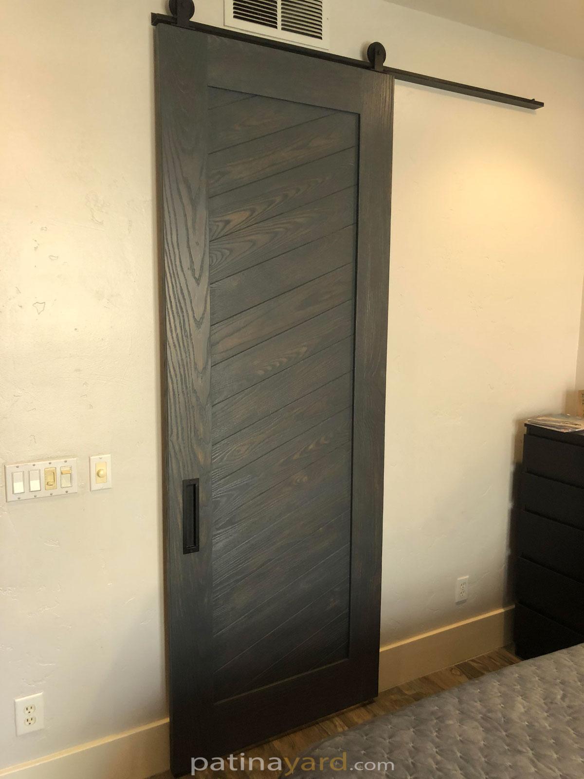 Contemporary Chevron Wood Sliding Door - Patina Yard Custom Furniture ...