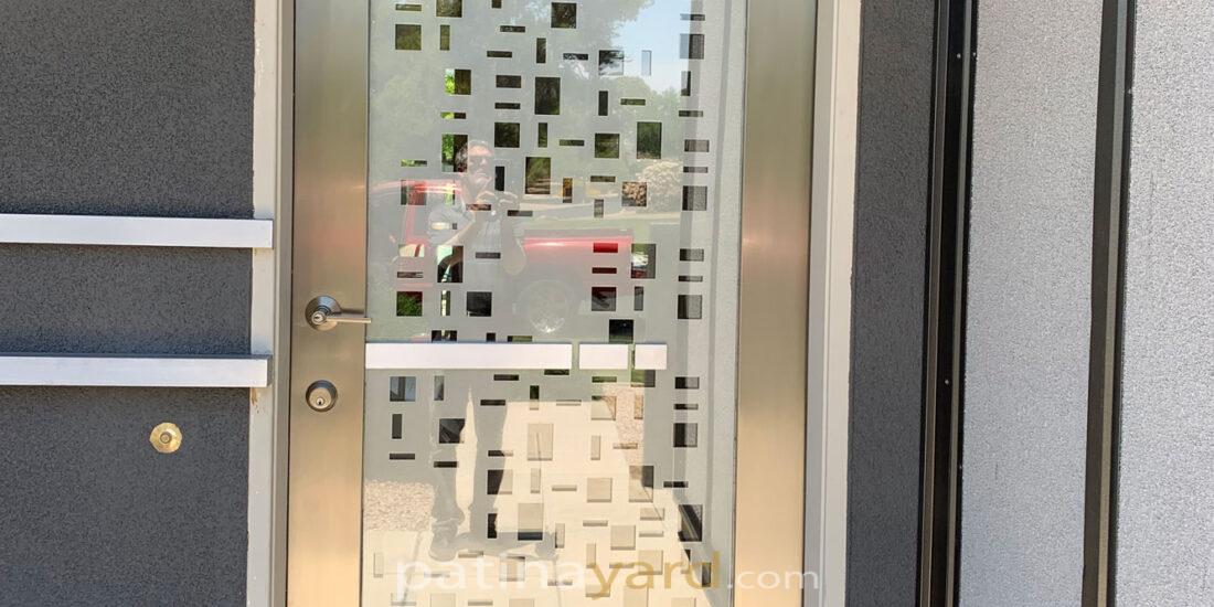 custom stainless steel front door with glass