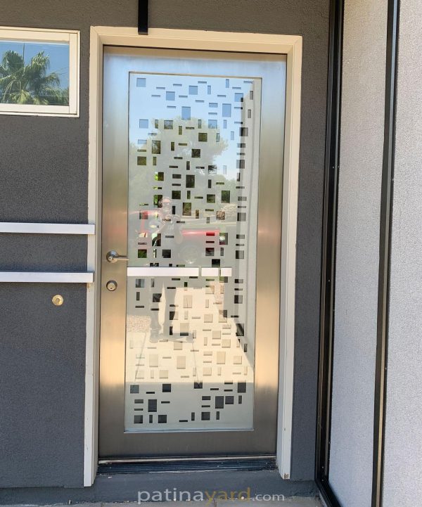 custom stainless steel front door with glass