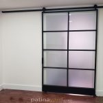 Large Warehouse Style Metal and Satin Glass Door