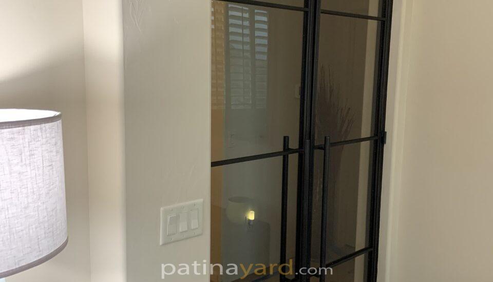 master bedroom contemporary metal and glass doors