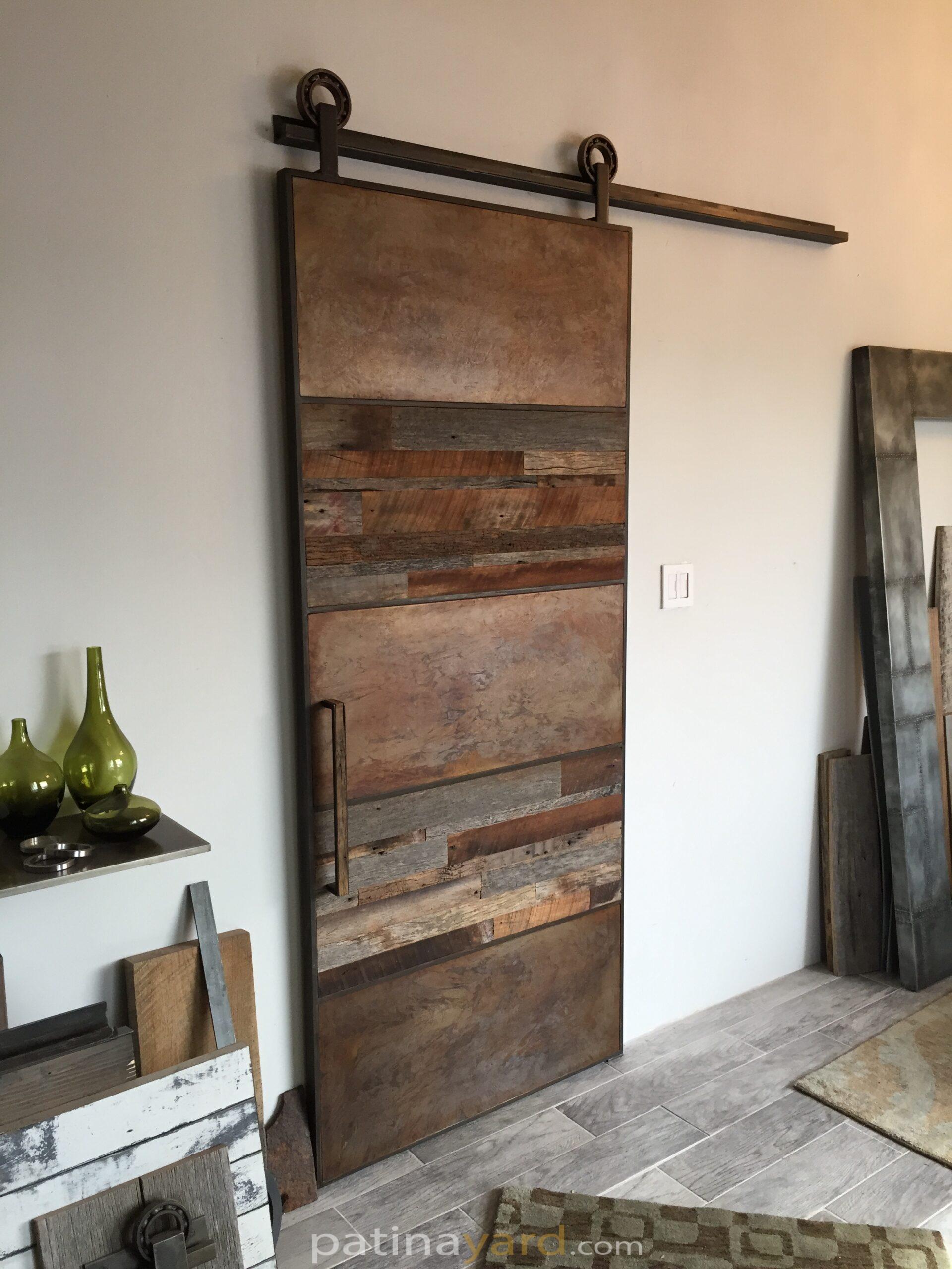 Reclaimed wood and metal barn door