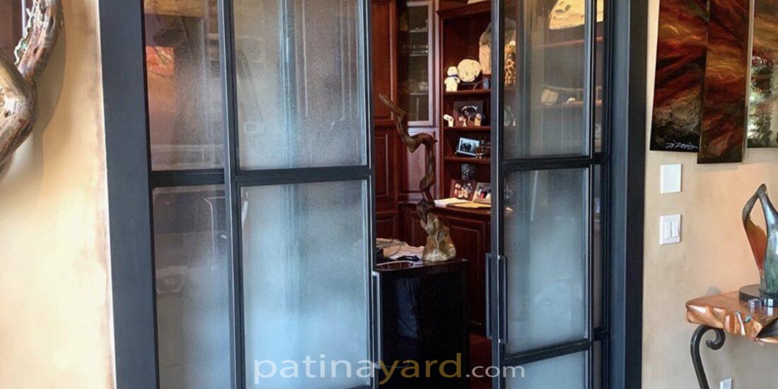 office doors metal and sandblasted glass sliding double doors