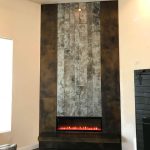Painted Mirror and Patina Metal Fireplace