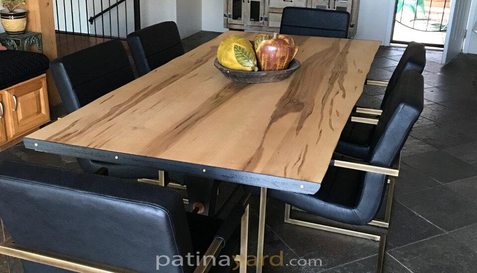 live edge table with steel base