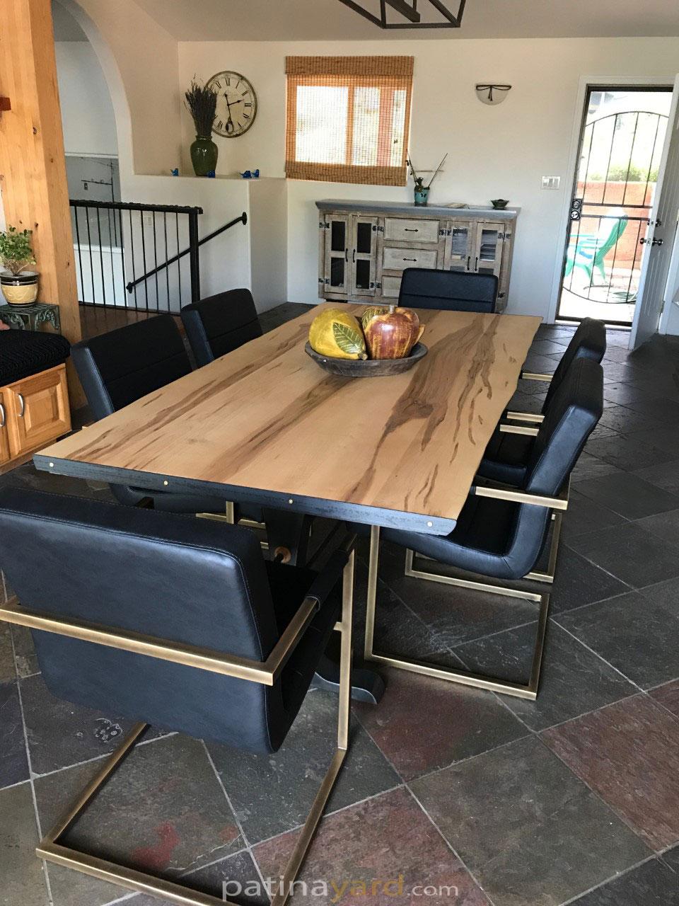 live edge table with steel base