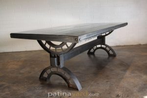 industrial wood and metal table