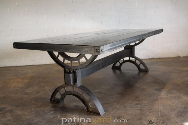 industrial wood and metal table