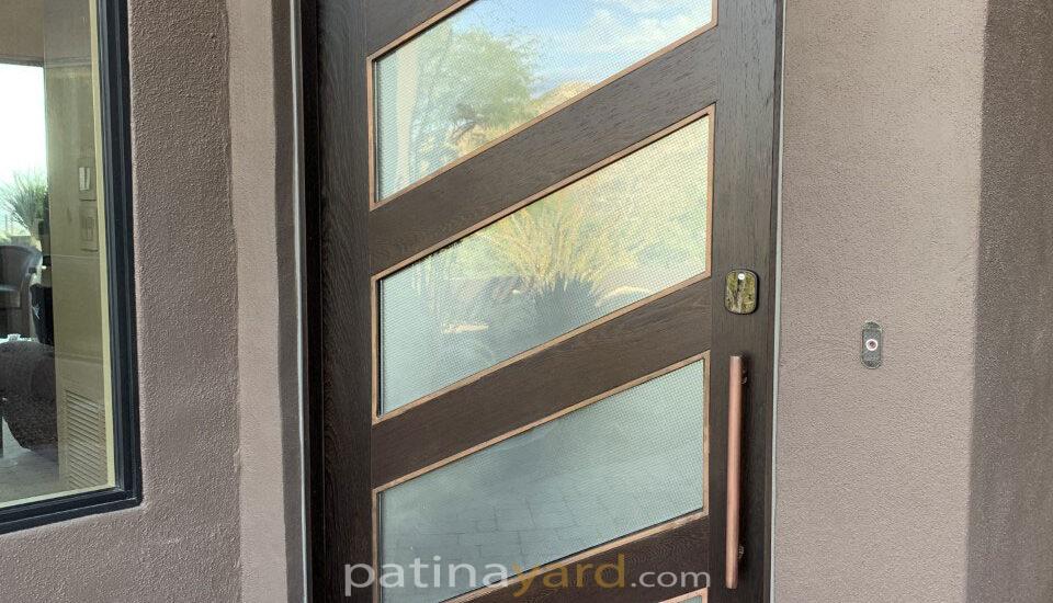 wenge wood front door with satin glass lites