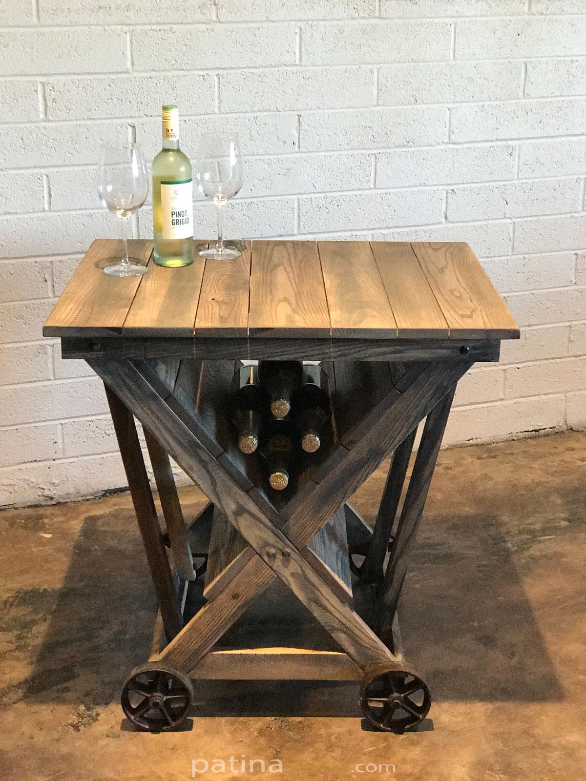 wood wine cart