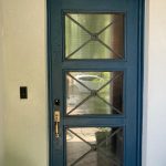 Painted White Oak Wood and Reeded Glass Front Door