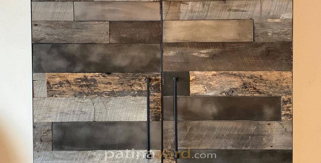 barn wood barn door with metal panel