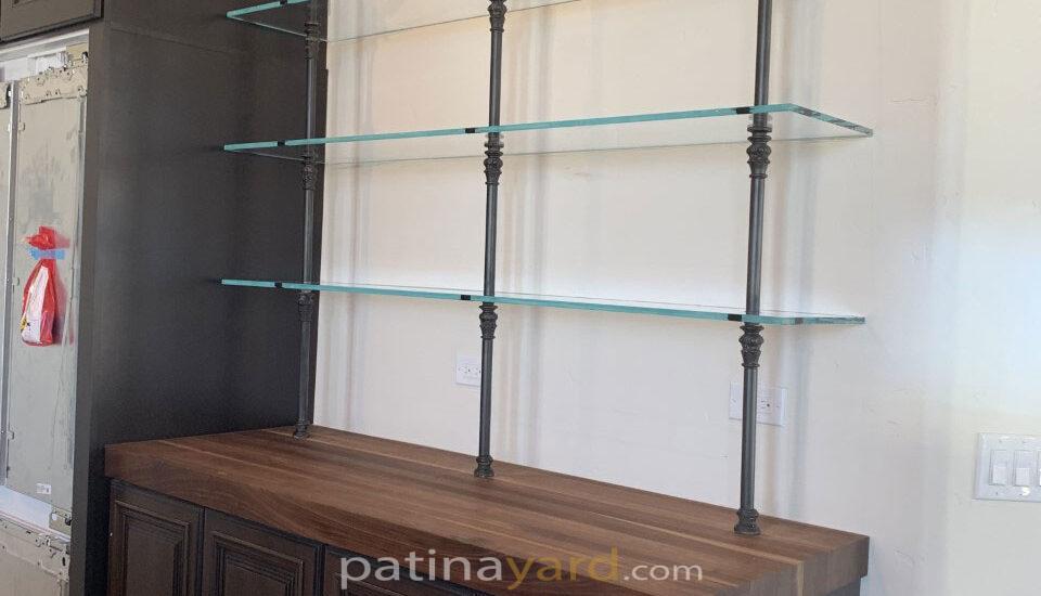 iron and glass shelves