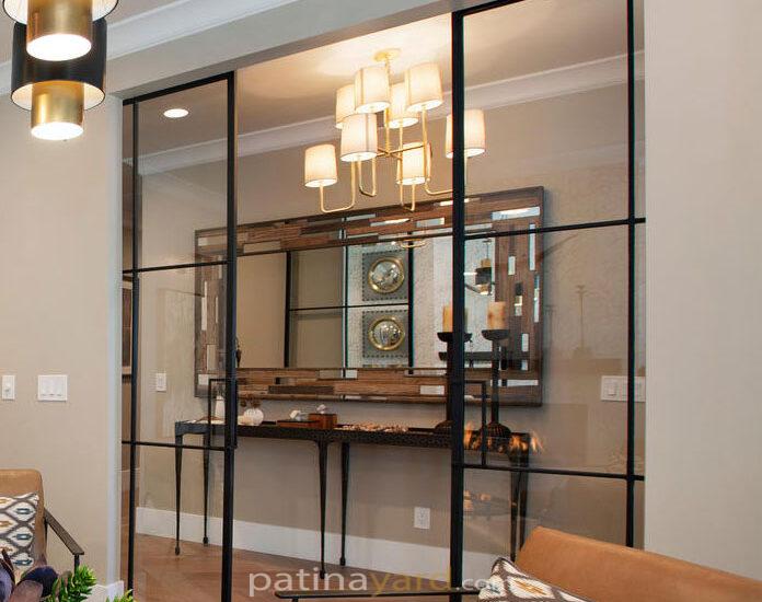 Contemporary metal and clear glass sliding doors