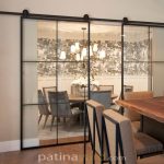 Contemporary Double Metal and Clear Glass Barn Doors