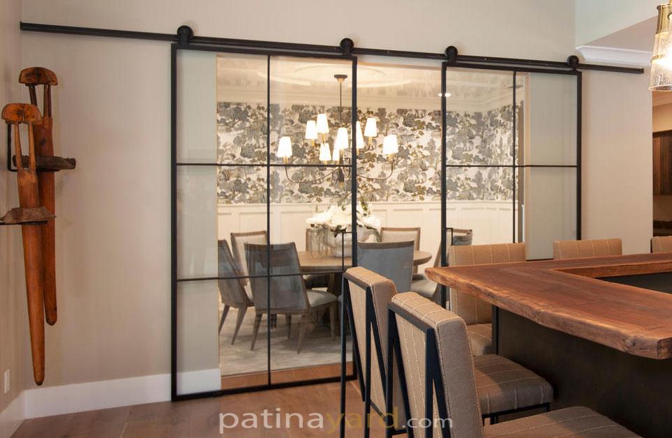 contemporary metal and glass double doors