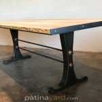 Industrial Live Edge Table Top with French Style Metal Legs