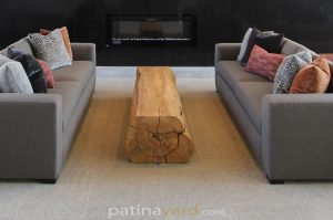 white oak solid log table