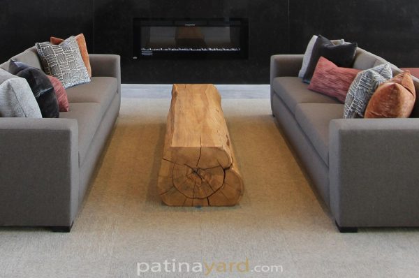 white oak solid log table