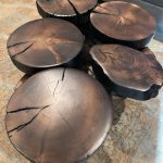 Stained and Charred Wood Log Coffee Table
