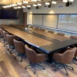 Executive Walnut Table with Industrial Steel Base