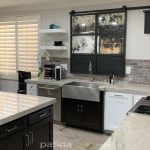 Metal and Antique Window Covering Barn Door