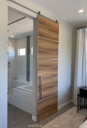 Wood veneer barn door