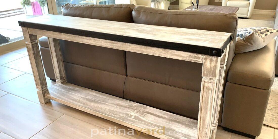 weathered wood sofa table